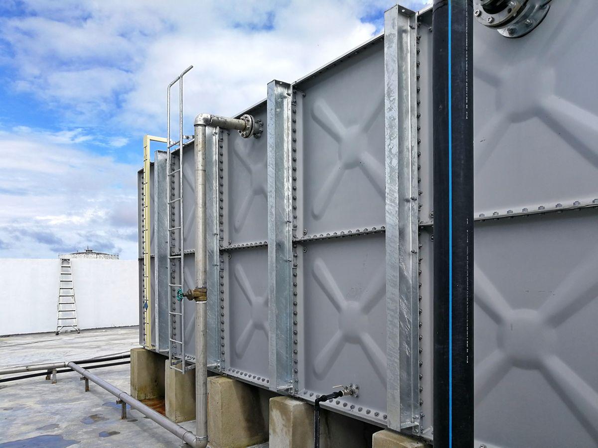 Steel water tank reservoir on the rooftop